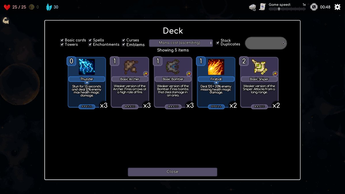 asraworks's tweet photo. Just released v1.11.0 for Tower Tactics: Liberation! 
This update includes an option to stack duplicate cards in the deck list, and more! Check it out on Steam! 👇
https://t.co/LZIgCWaiss https://t.co/hSxplVIe8i