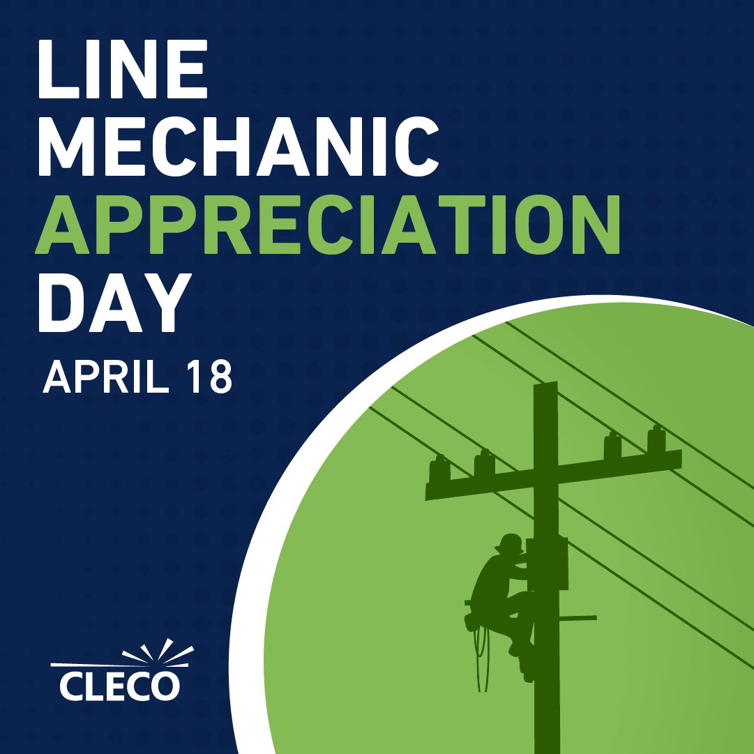 Cleco is celebrating Line Mechanic Appreciation Day and recognizing the men and women who keep customers' homes and businesses powered year-round. 

Cleco has met Louisiana’s reliability standards for each of the last 25 years, making them the only electric utility to do so.