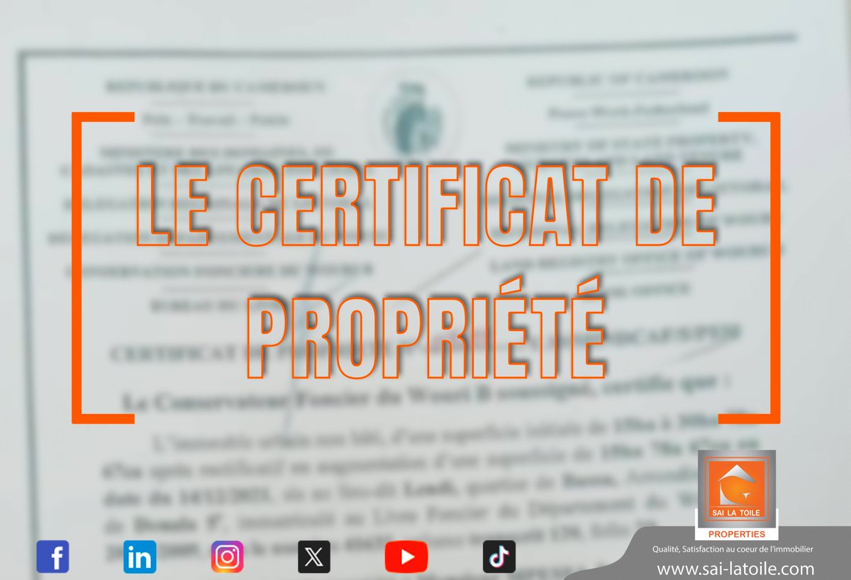 sailatoile's tweet photo. LE CERTIFICAT DE PROPRIÉTÉ
Il permet de vérifier que la parcelle appartient bien à la personne désignée dans le titre foncier et qu'elle n'est pas grevée d'hypothèque ou de toute autre charge.
👉 https://t.co/tqrgKrYRfd
+𝟐𝟑𝟕 𝟔 𝟗𝟗 𝟖𝟐 𝟗𝟎 𝟑𝟖
 #sailatoile #AchatTerrain https://t.co/OIbW75nuBD