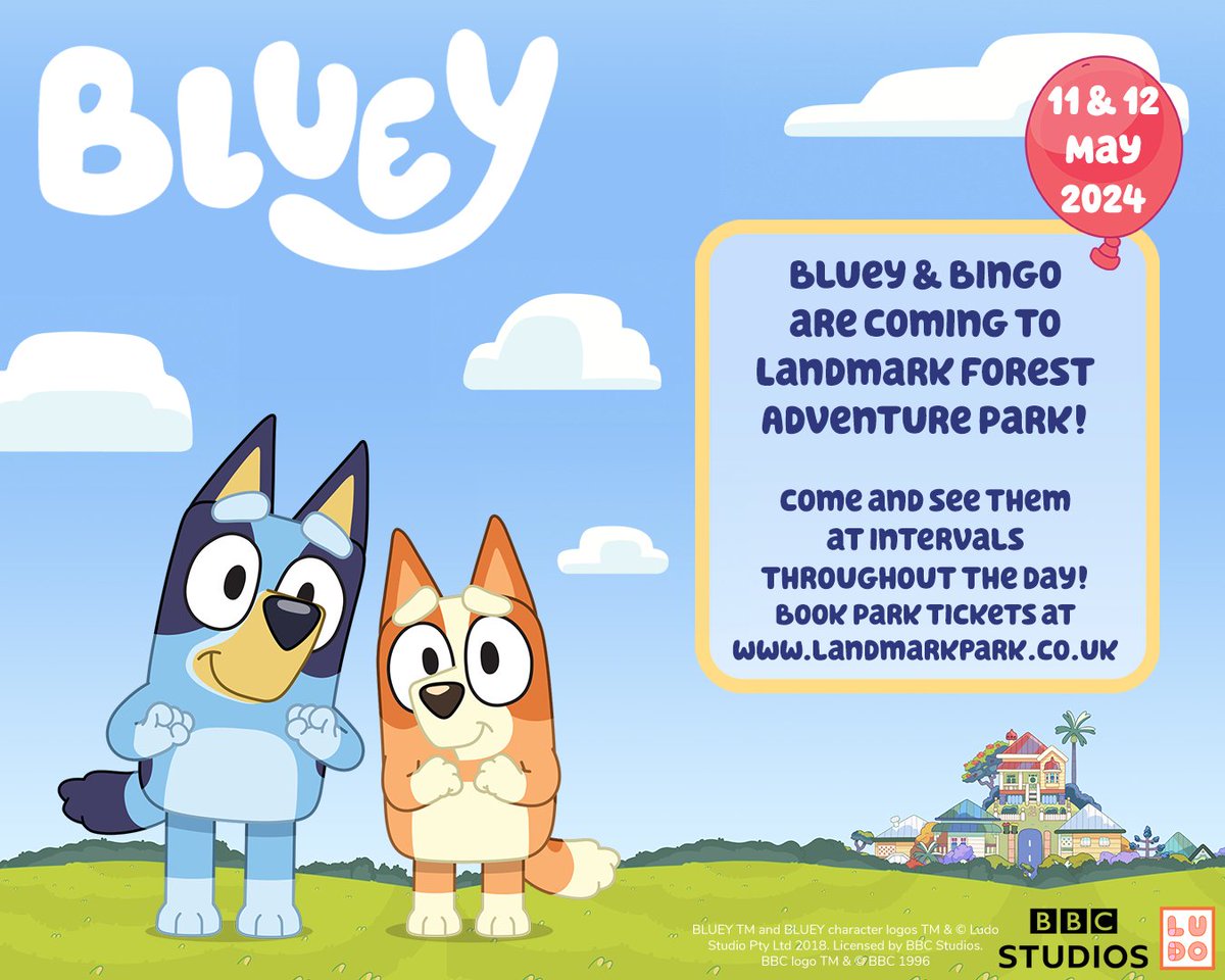 Just over 3 weeks to go until we welcome Bluey & Bingo at the park! 🐾 Make sure you get your park tickets to see the Heeler Pups who know how to turn every moment into an exciting game. Get cameras ready for adorable moments 📸🐶🌲 Book park tickets👉 landmarkpark.co.uk