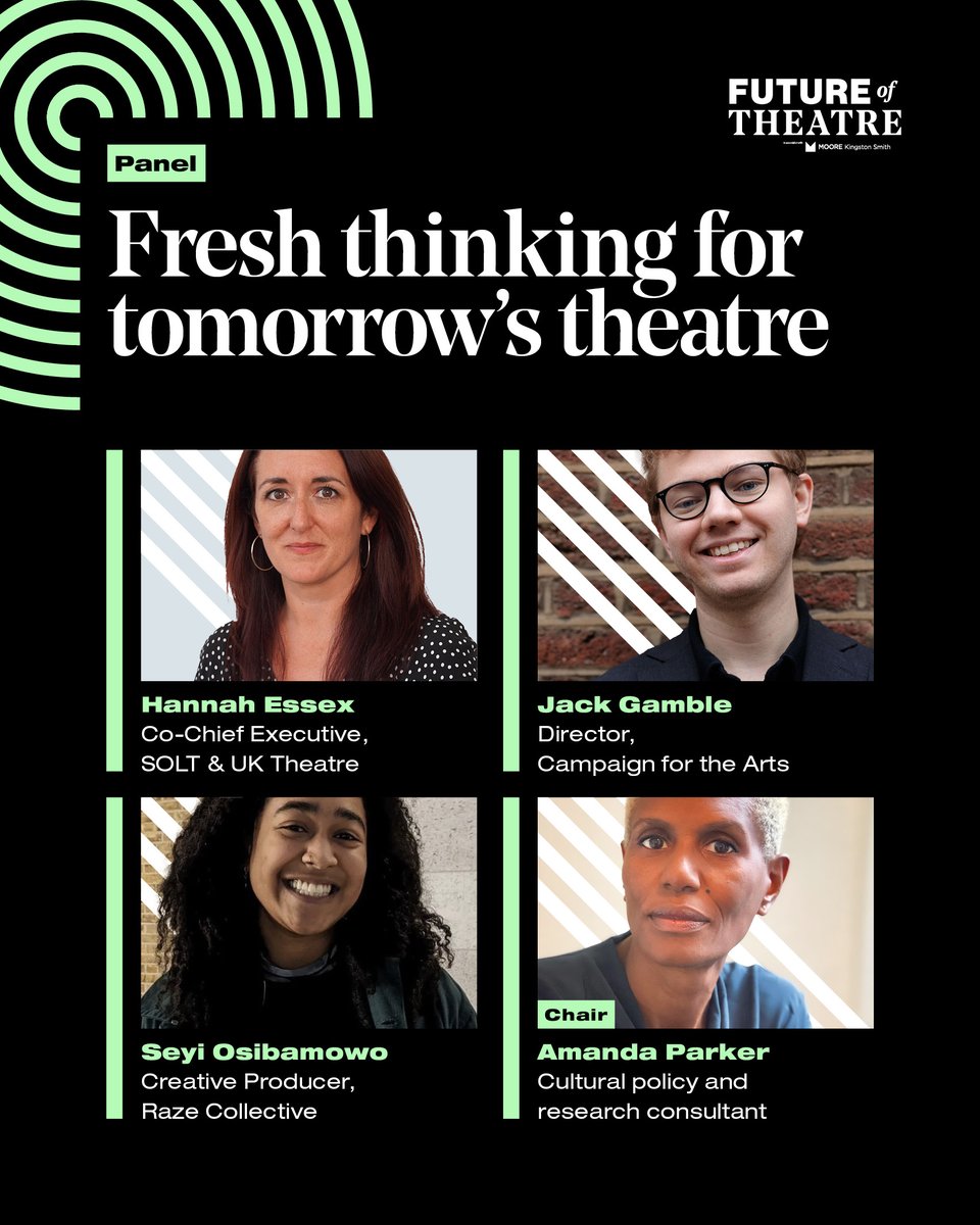 In our first panel, Amanda Parker (@ArtsParker_UK) will be joined by @SOLTnews/@uk_theatre’s Hannah Essex, Seyi Osibamowo, and @_CFTA’s @JackGamble to explore how collective action can bring the change we need today. Find out more 👉thestage.co.uk/future-of-thea…