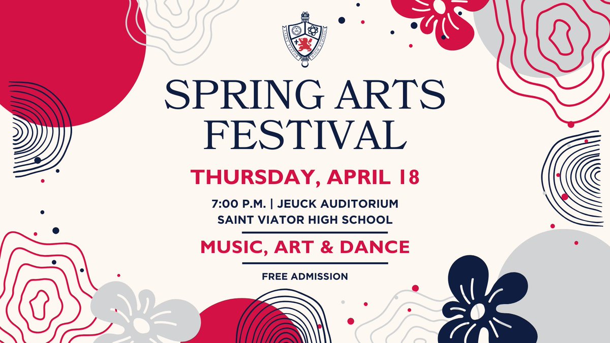 SVHSFutureLion's tweet photo. Join us for the @SaintViatorHS Spring Arts Festival- TONIGHT at 7:00 p.m. https://t.co/fLVHNf3Ewt
