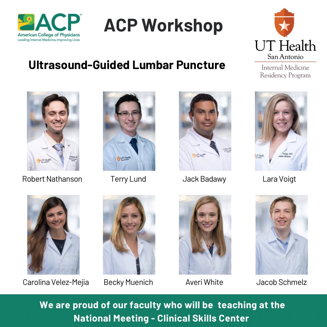 Come by to our clinical skills workshop! We will be teaching ultrasound guided LP at the ACP National Meeting! Thankful for the best instructor and mentor @nathansonr3 @uthsaim @ACPIMPhysicians #ACP2024 #POCUS