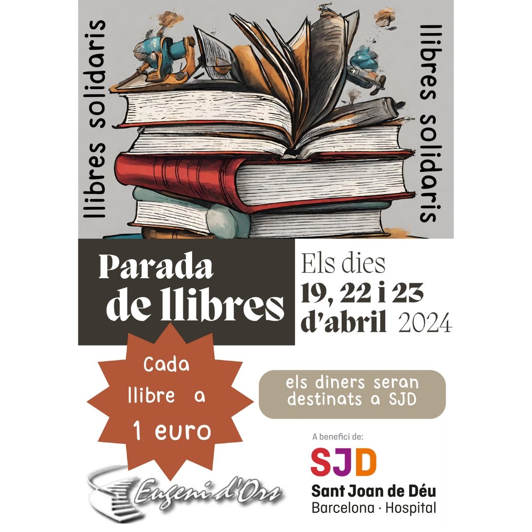 L'alumnat del Club de Lectura i la nostra bibliotecària, Isabel Boada, han organitzat una parada de llibres solidària per a col·laborar amb l'Hospital Sant Joan de Déu, els dies 19, 22 i 23 d'abril. 📚 ❤
 
#EdOrs  #penedès  #Vilafranca  @BiblioEugeni @SJDbarcelona_ca