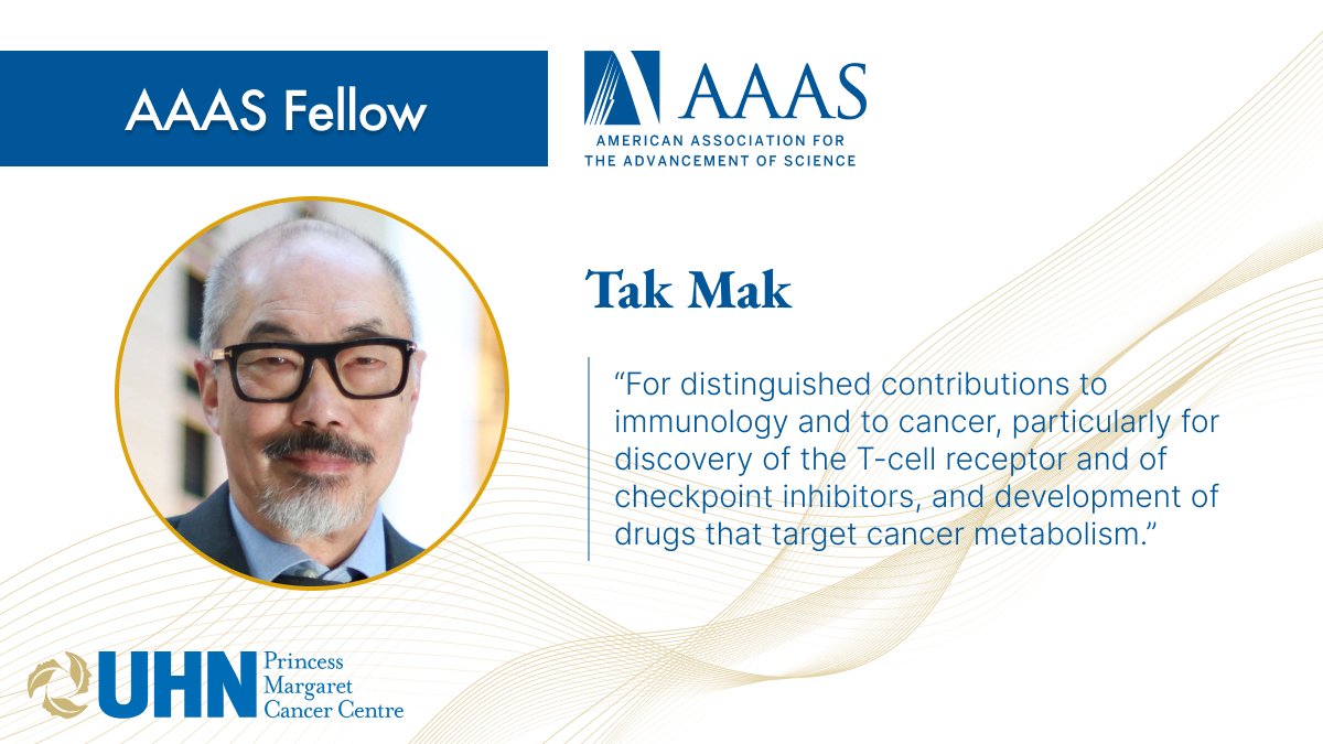 🎉Congratulations to our Senior Scientist Dr. Tak Mak @UHN on the election to the rank of @aaas Fellow, which recognizes individuals whose “efforts on behalf of the advancement of science, or its applications, are scientifically or socially distinguished.” aaas.org/page/2023-fell…