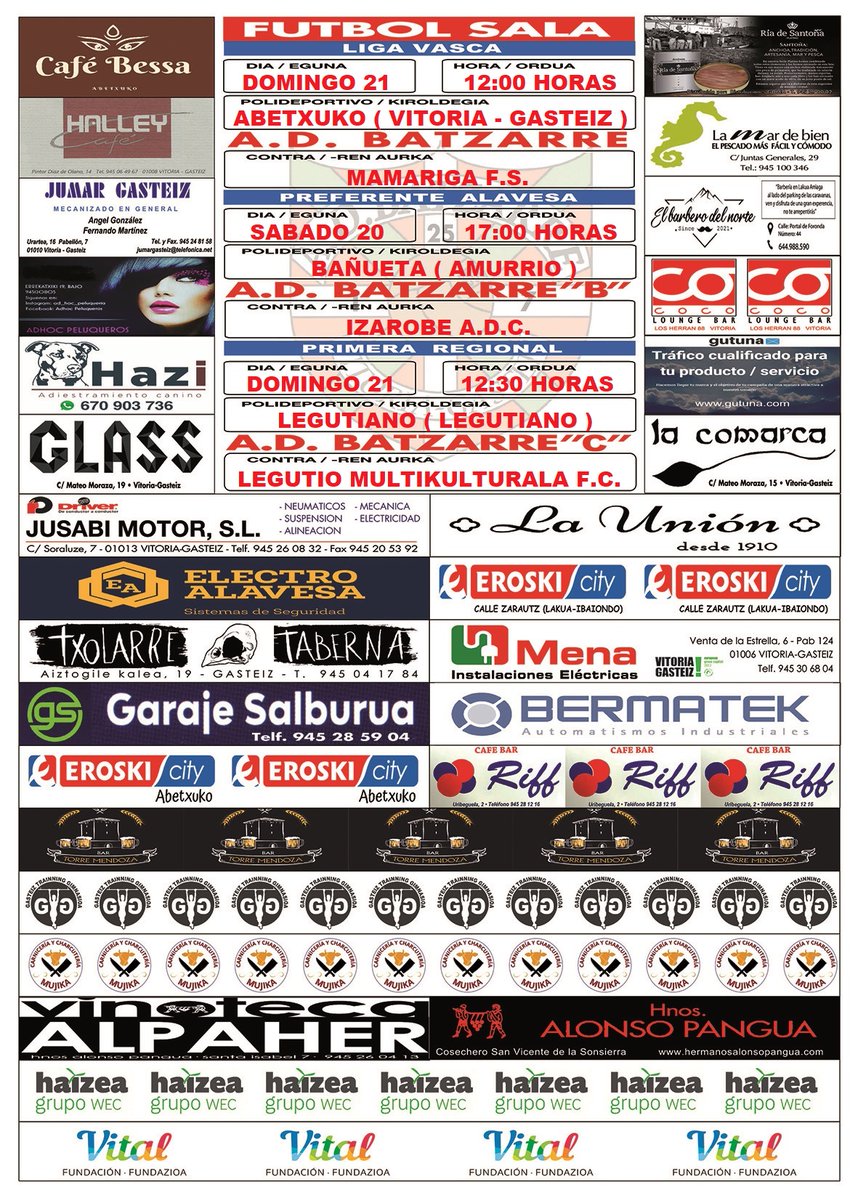 Partidos de este fin de semana  !!!

#aupabatzarre 
#nosgustaelfutsal 
#somosdeligavasca 
#somosdeprefente 
#somosdeprimera