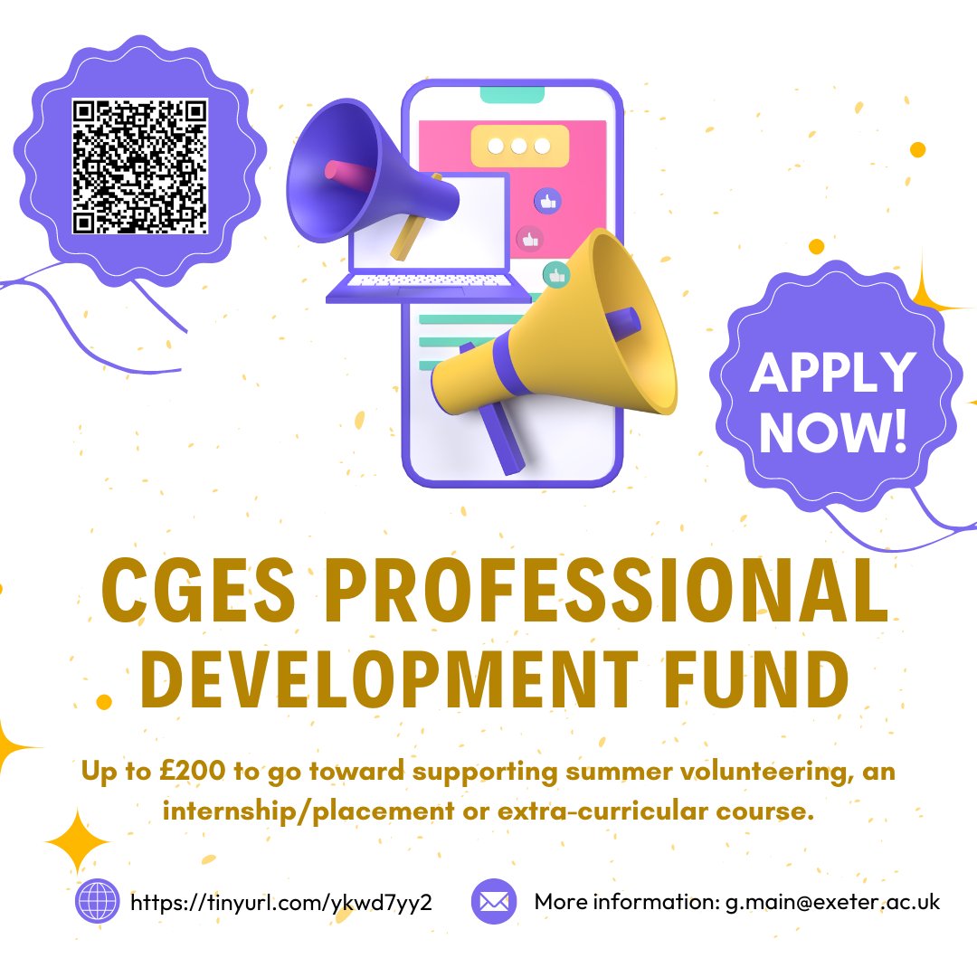 📢 Our CGES Professional Development Fund is still OPEN to all current undergraduate & postgraduate-taught students! Up to £200 toward supporting employability-related activities in the UK or overseas. Application form: forms.office.com/e/P81uaQKYjQ