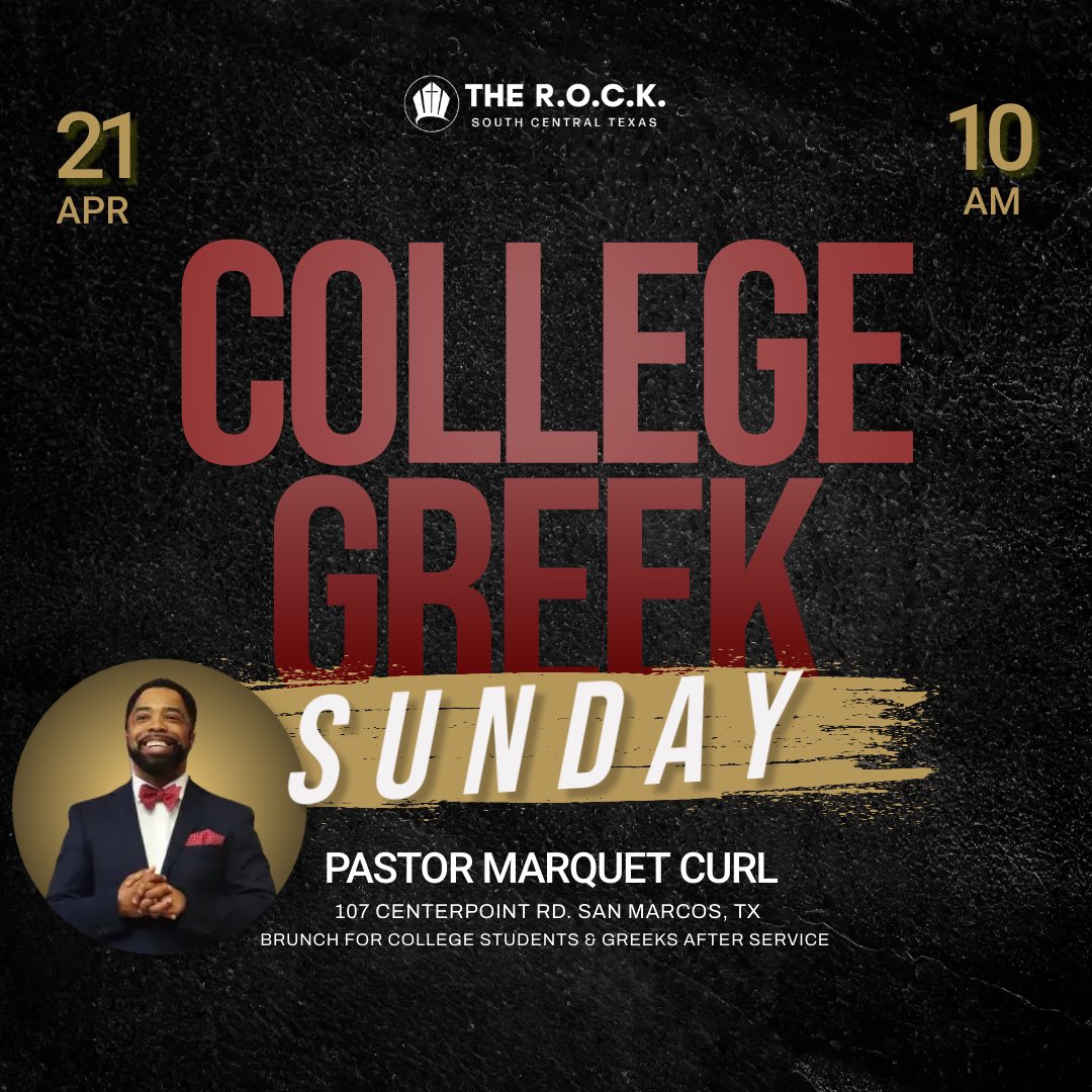 therocksct's tweet image. 📣 Calling all college crew and Greek fam! This Sunday at 10am, sport your college swag or Greek gear and let’s make worship legendary! 😎

Afterwards, meet @txst_vip and @txst_nphc for BRUNCH in our event suite!! 🤤🍽️

#GreekSunday #CampusPride #CollegeSunday #HBCU #TXST