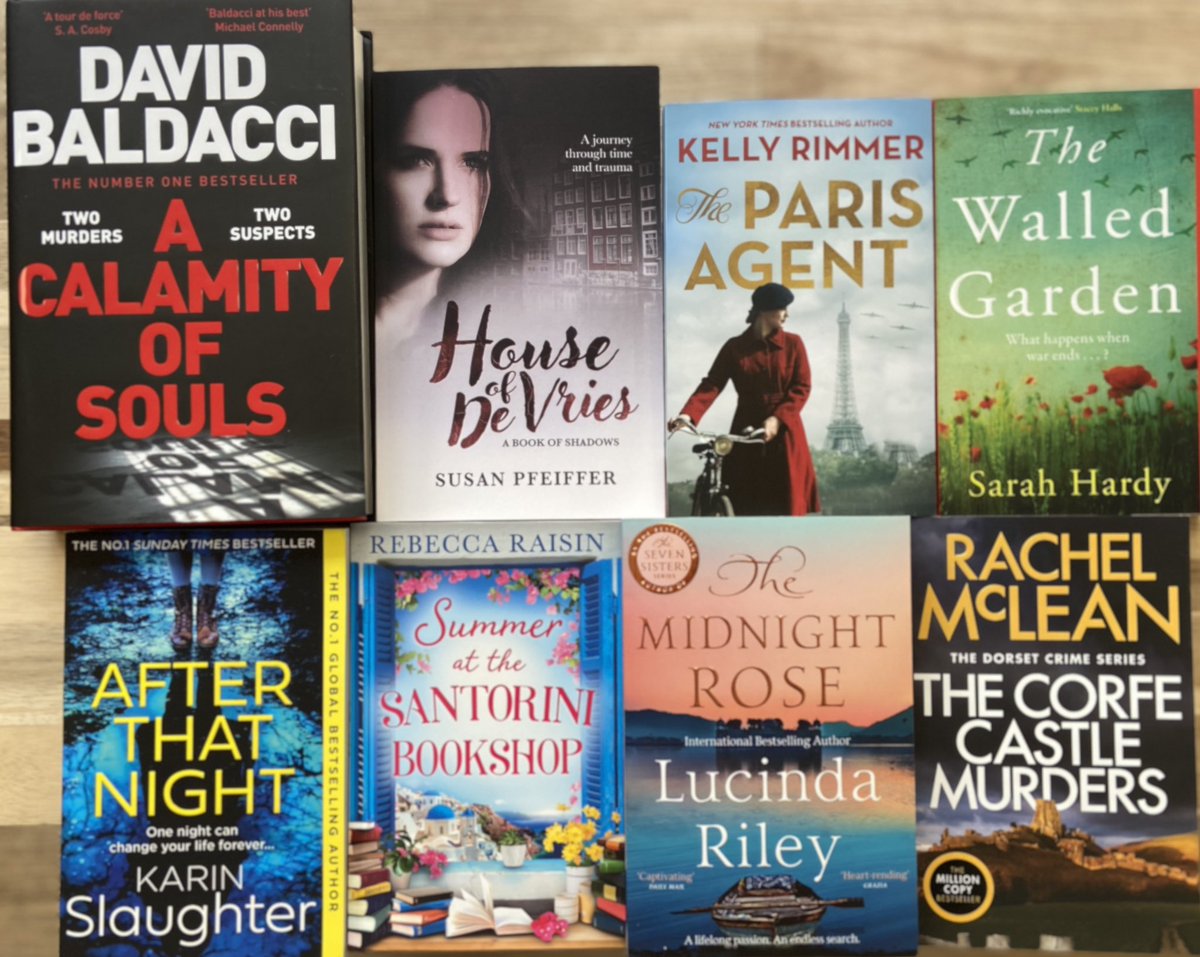 New fiction - David Baldacci, Ugborough author Susan Pfeiffer, World War II and its aftermath, Karen Slaughter, romance on Santorini, and new editions of Lucinda Riley’s India / Dartmoor tale The Midnight Rose, and Rachel McLean’s first Dorset whodunnit The Corfe Castle Murders.