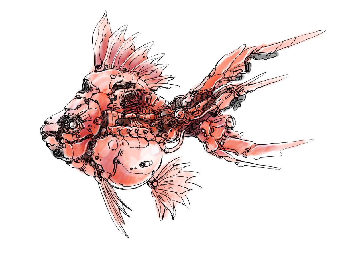 「#私の作品もっと沢山の人に広がれ祭りメカ鑑賞魚シリーズ。立体化もしてますよん。 」|おしょぴー(和尚P)@竜水和尚のイラスト