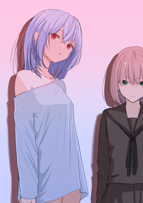ヘッダーのイラストが欲しいとリプ頂いたのでいつか右に茶髪ちゃん描く予定 