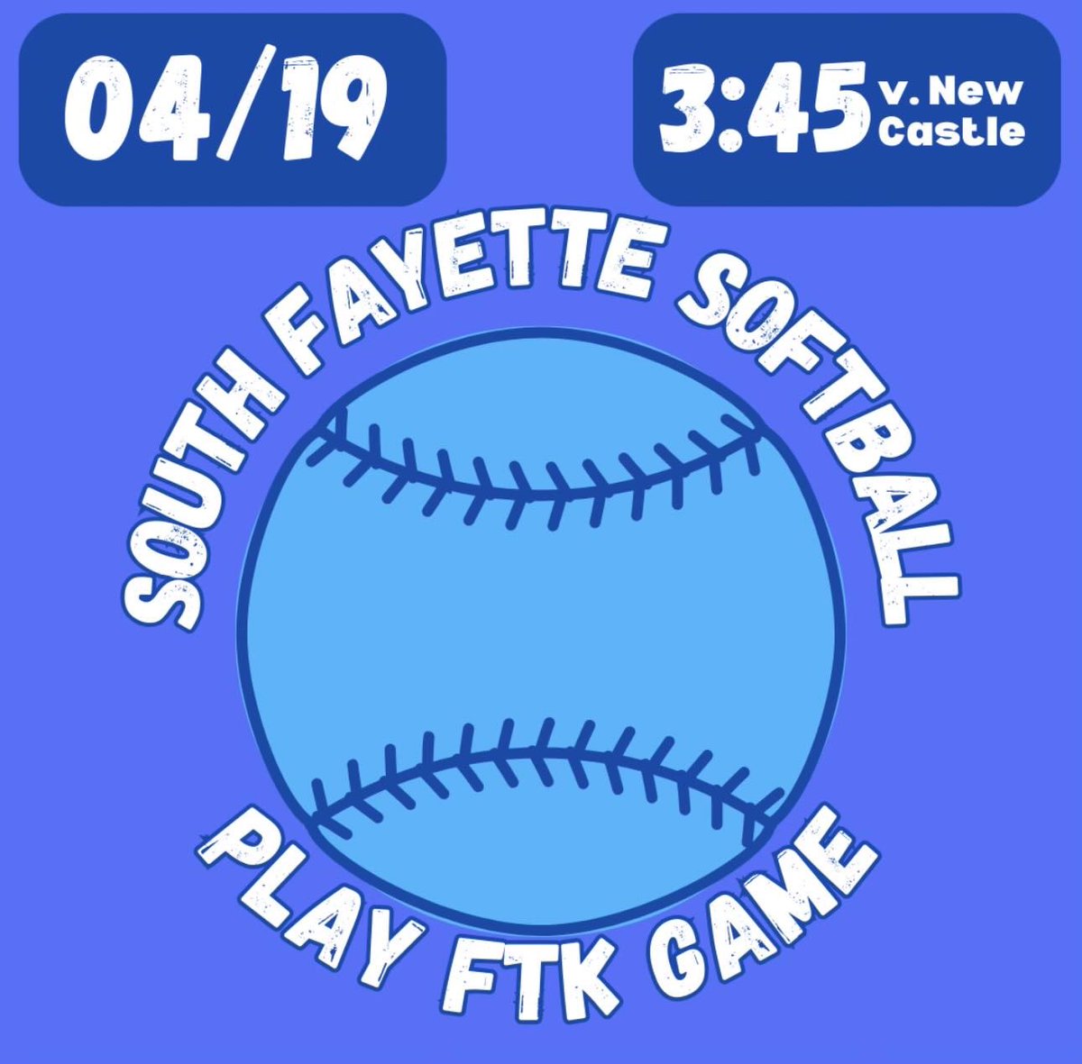 COME TO THE PLAY FTK SOFTBALL GAME TOMORROW!! The game is at 3:45 @ South Fayette vs. New Castle!!💙🥎