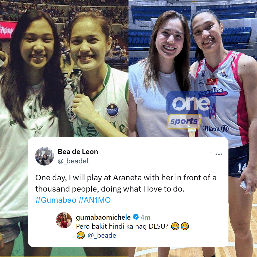 BAKIT NGA BA, BEI?! 🤣

Creamline's Michele Gumabao poked fun at fellow Cool Smasher Bea de Leon's 'dream come true' moment after recreating their photo way back 2013 at the Smart Araneta Coliseum.

#PVL2024 #PVLonOneSports #TheHeartOfVolleyball