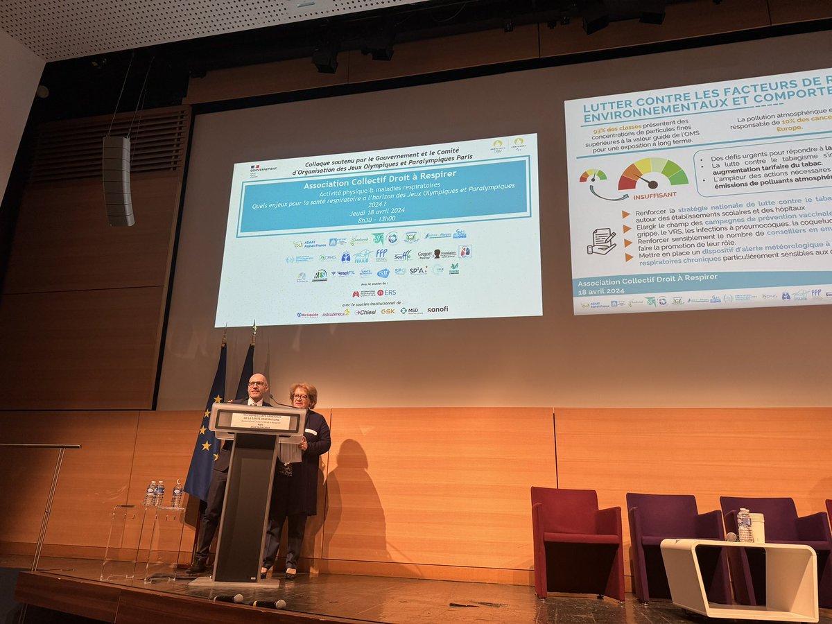 Matinée au Ministère de la Santé pour le Colloque des États Généraux de la Santé Respiratoire : promotion et niveau de preuve de l'activité physique pour les patients atteints de maladies respiratoires. 🇫🇷🫁✌🏼

<a href="/AsthmeAllergies/">Asthme & Allergies</a> <a href="/Sante_Gouv/">Ministère de la Santé et de l'Accès aux soins</a> <a href="/respirsante/">Association Santé Respiratoire France</a> <a href="/SPLF_SocPneumo/">Société de Pneumologie de Langue Française (SPLF)</a>