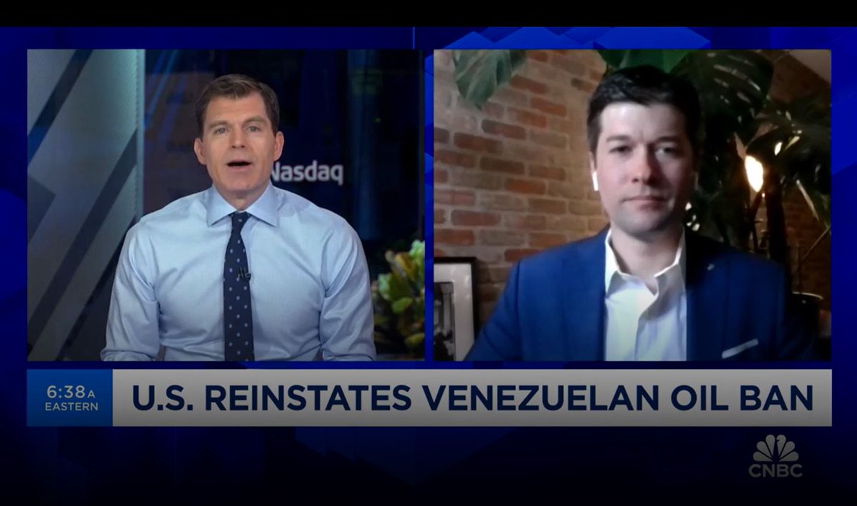 This morning, program director @RyanBergPhD joined @CNBC's ‘Squawk Box’ to discuss the Biden administration's decision to reinstate oil sanctions on Venezuela. What does this mean for the Maduro regime and for the U.S. economy? Watch the full video here: cnbc.com/video/2024/04/…