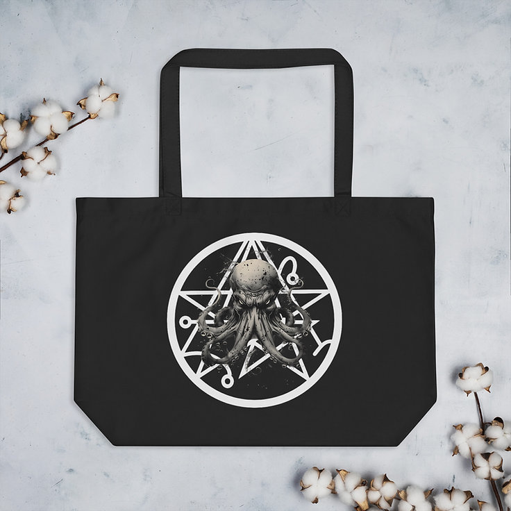 MagiCraft_Shop's tweet photo. Large organic tote bag inspired to Cthulhu / Lovecraft - magic wicca pagan 
 https://t.co/4hV1zF36hR 

#lovecraft #cthulhu #hplovecraft #horror #lovecraftian #callofcthulhu #cthulhumythos #cosmichorror #necronomicon #darkart #fantasy #terror #lovecraftianhorror #arkham https://t.co/pMTGtJaeve