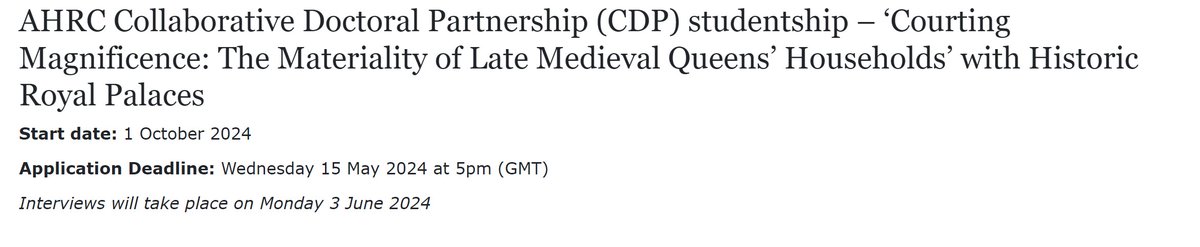 This is a wonderful opportunity to apply for a fully funded PhD studentship with @HRP_palaces and @LincolnMedieval, examining the households of three late medieval queens. You can find out more here (under 'History and Heritage'): lincoln.ac.uk/studywithus/po…