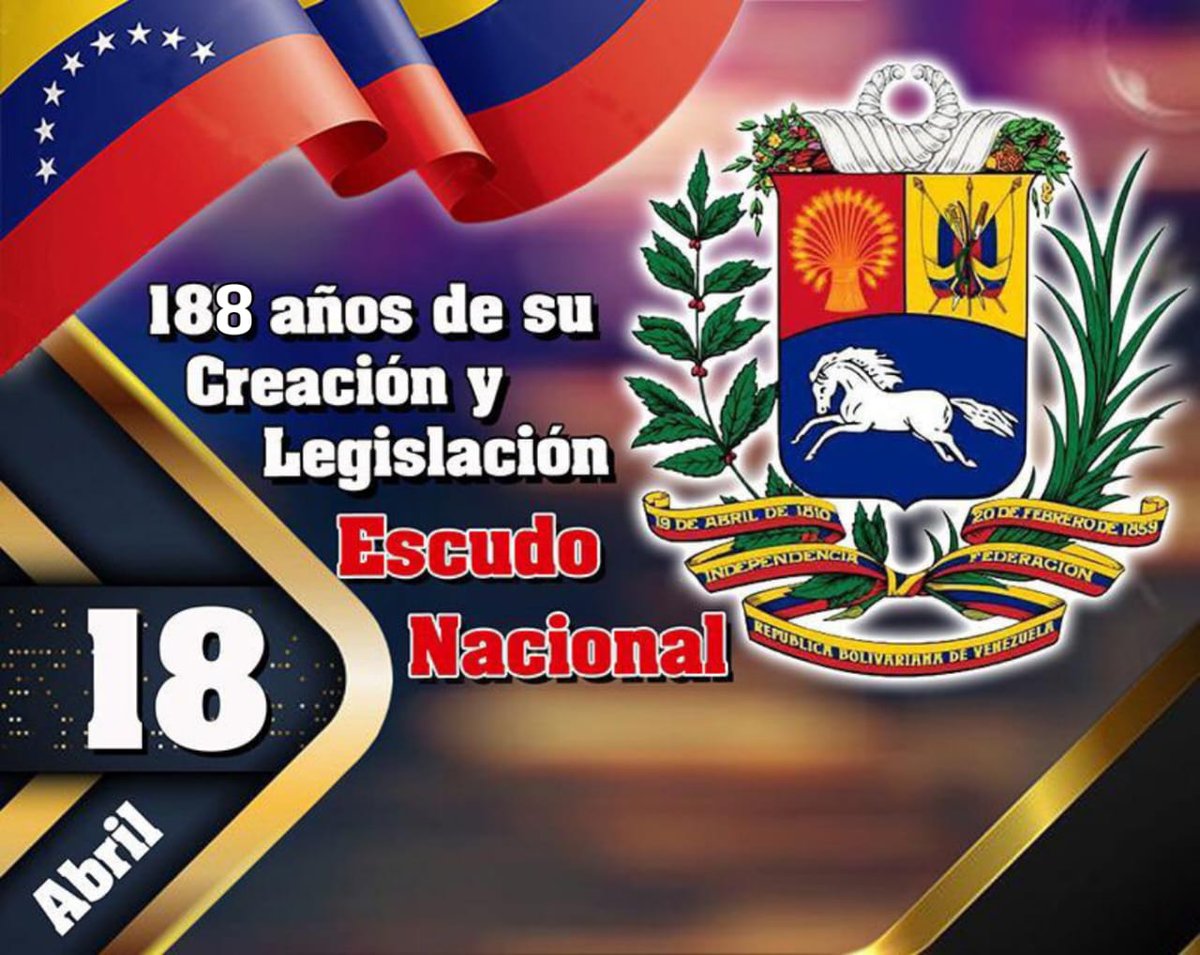 Educacion_MPPD's tweet photo. #SabíasQué El Escudo Nacional constituye, junto a la Bandera y el Himno Nacional,los símbolos patrios que nos identifican como país dentro y fuera de nuestras fronteras. Este emblema fue creado el #18Abril de 1836,con el nombre oficial de Escudo de Armas de Venezuela.
#FANB https://t.co/azEEmKGhAl