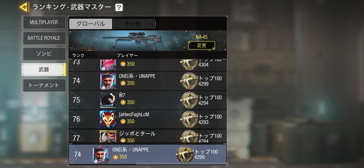 Unappe4649's tweet photo. 多分、結果発表の時にはグローバルには入ってないと思うけど…
一応、NAグローバル74位になってたわぁ🩷
#CODM #NA45 https://t.co/oVlDRjARdx