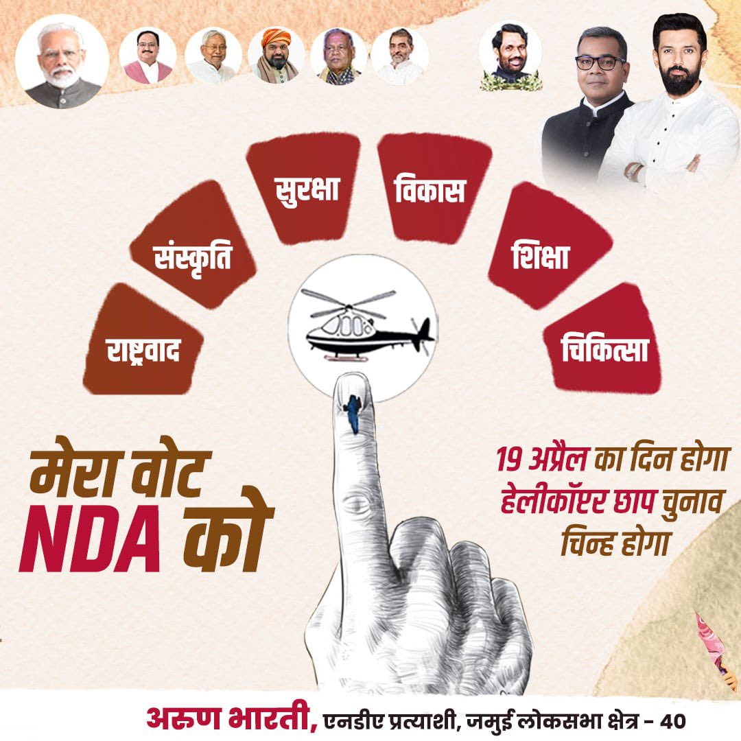 VineetLJP's tweet photo. आपको याद रखना है … जमुई !
@LJP4India
@ArunBhartiLJP
@iChiragPaswan
#vote4jamui
#LJPR https://t.co/HOCOqpt9EL