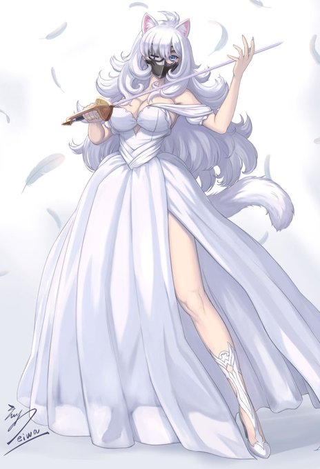 #私の作品もっと沢山の人に広がれ祭り
お路地鳴る白猫キャラクターのルーシー 