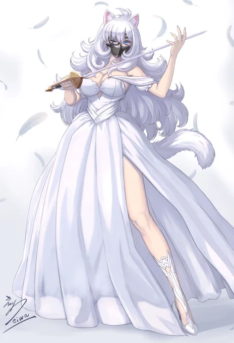 #私の作品もっと沢山の人に広がれ祭りお路地鳴る白猫キャラクターのルーシー 