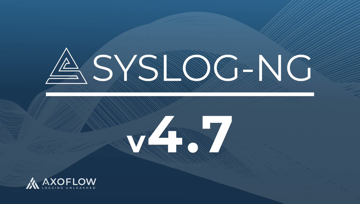 AxoFlowIO's tweet photo. syslog-ng 4.7 is out with better OpenTelemetry performance, gRPC improvements, new metrics, and more!

https://t.co/1800sEwkUK https://t.co/JlyqkLmBwU