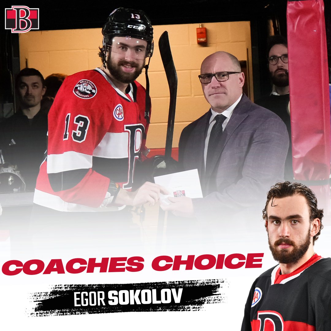 BellevilleSens's tweet photo. Coaches Choice: Egor Sokolov
Player's Choice: Ryan MacKinnon
Offensive Player of the Year: Angus Crookshank
Defensive Player of the Year: Dillon Heatherington https://t.co/1BIPFeTsM5