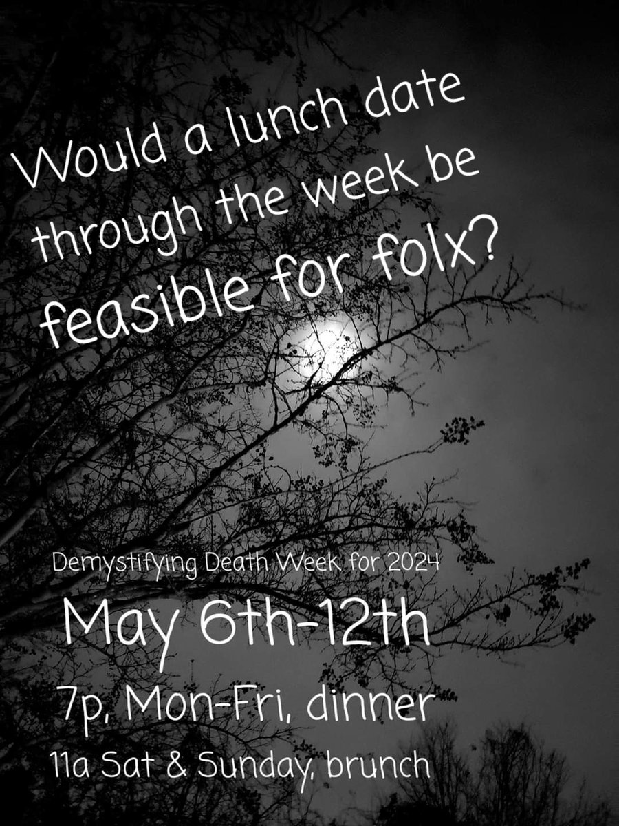 YourLegacyProj1's tweet photo. Our lead is currently working evening shifts. They had already planned ahead for brunch on the weekend. Would a #LunchDateWithDeath work out for y'all? 

Zoom links through our will be sent out on request, closer to #DemystifyingDeathWeek 

We're looking forward to... https://t.co/s32ayje9gI