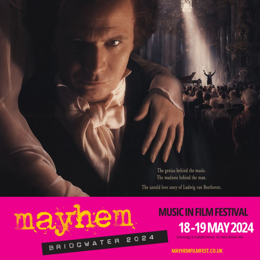 Join us on Sun 19 #May at he #Bridgwater Masonic Hall for the #free screening of Immortal Beloved, a mesmerising mystery based on the tumultuous real life of Ludwig van #Beethoven starring #GaryOldman. Get your free ticket via the Mayhem website. mayhemfilmfest.co.uk