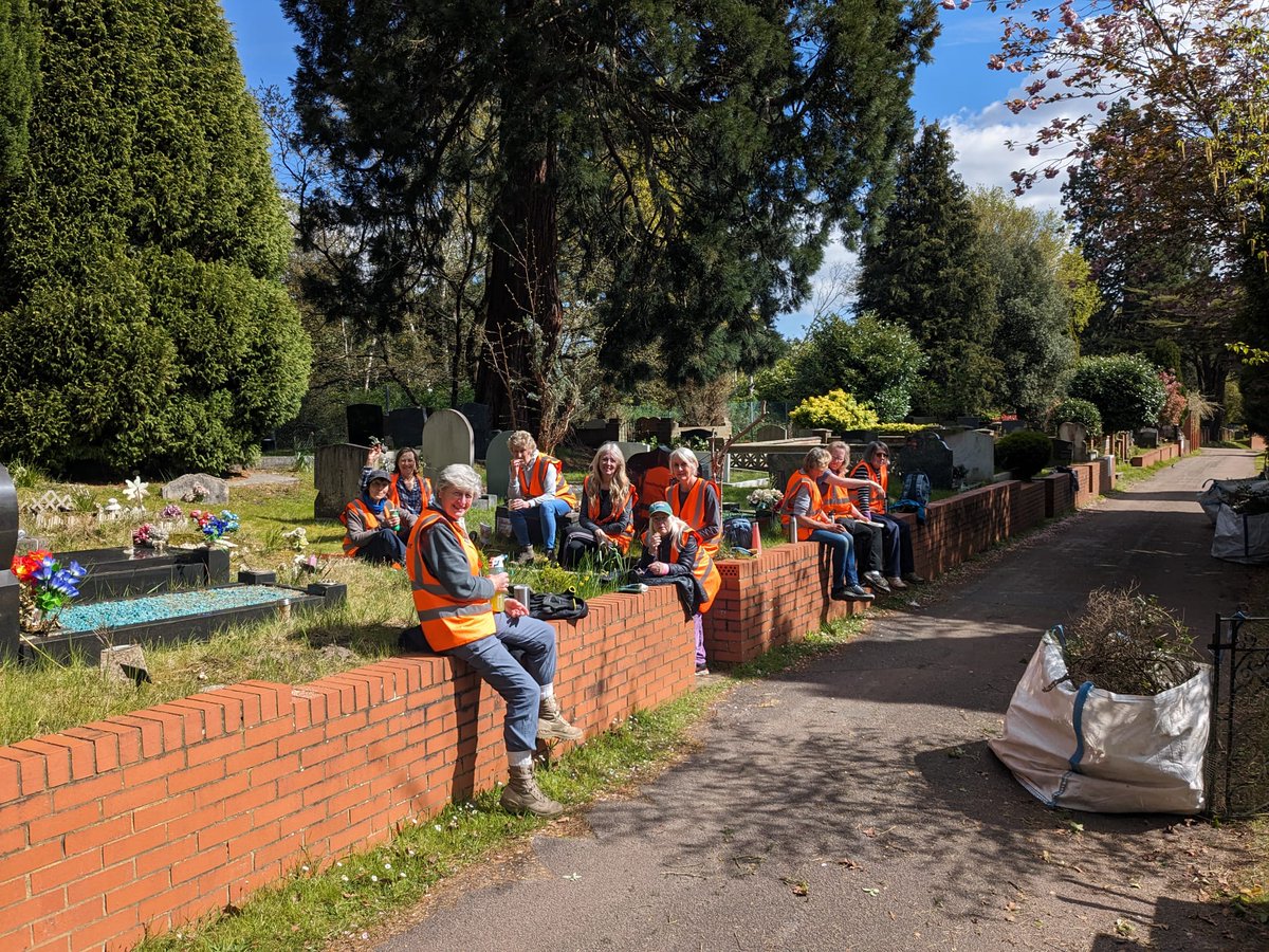 Brookwood Cemetery Volunteers hard at work clearing overgrown plots and in the sunshine for a change. Great job all.
