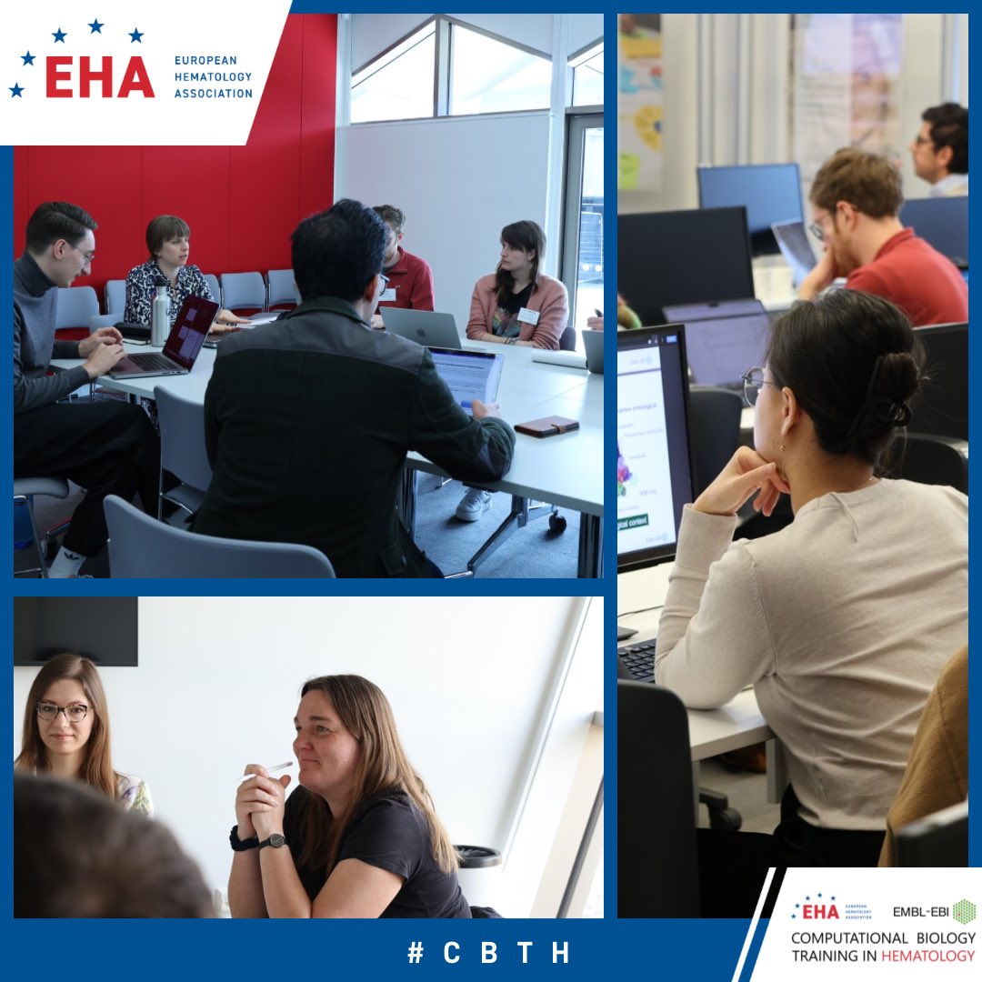 Day 2 of #EHA-@EBItraining Computational Biology Training in Hematology: scholars took part in a mix of talks covering methodologies, AI, and more while also workshopping their individual projects in groups. Ready to join #CBTH next year? The call is now open: