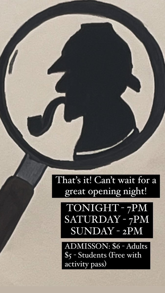 AGPSFineArts's tweet photo. KNOW BEFORE YOU GO!

- There will be food &amp; drinks at intermission!
- The show is NOT at the High school!
- That’s it! See you tonight at 7PM! https://t.co/Z0z7ZYitnK