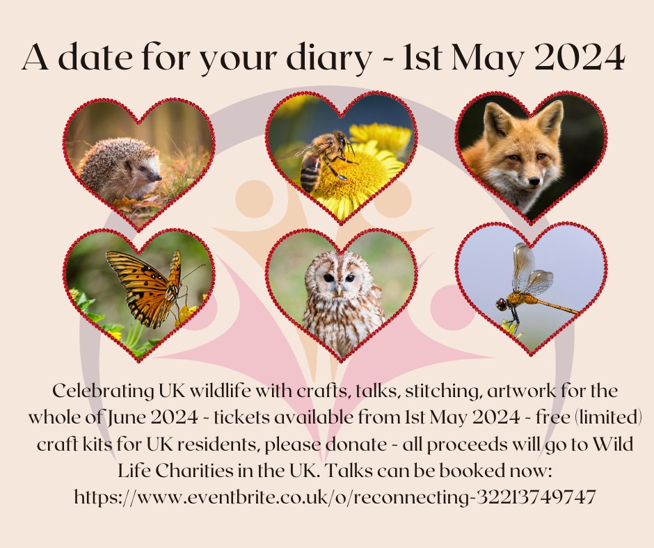 Wild Life Focus with Reconnecting , which will include four stitching sessions, eight crafts based around UK creatures, a wildlife quiz and three expert speakers dealing with ecological issues. Visit our noticeboard for more localgiving.org/community-noti…