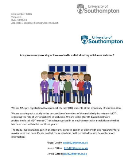 CobbyAbigail24's tweet photo. Hello all, please see research project I am undertaking as part of my masters.   Please see recruitment poster for an interesting study involving OT’s currently working in clinical practice. https://t.co/Di5CPNYhvD