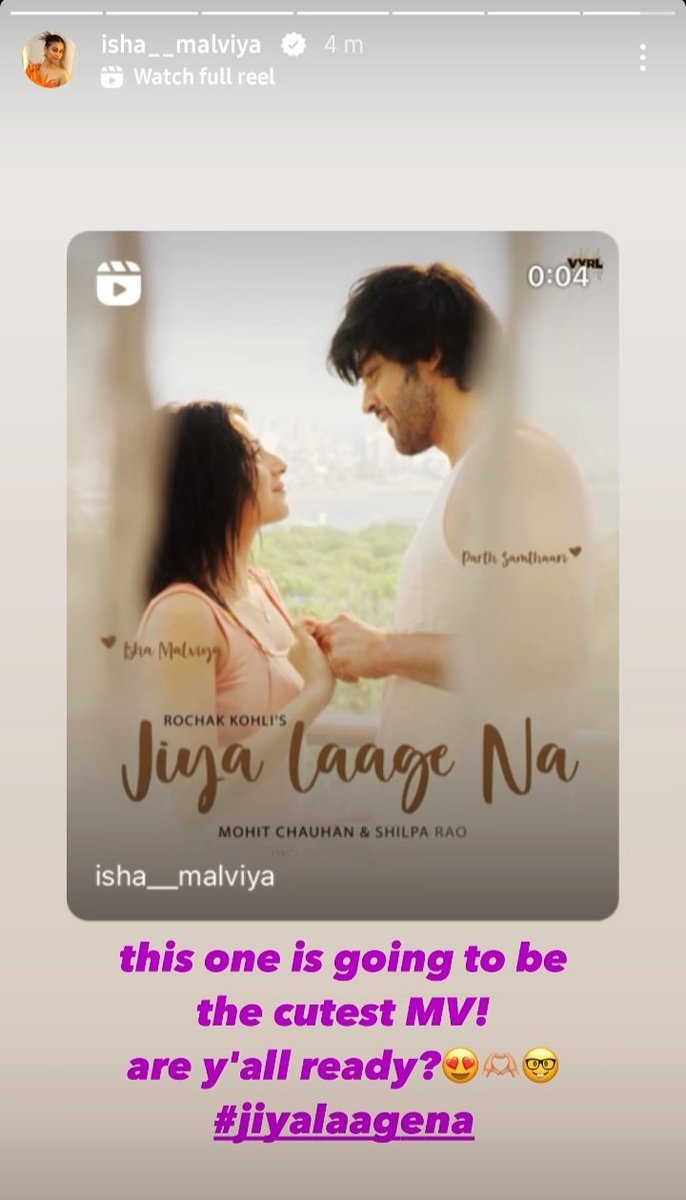 Very excited 🥰
#JiyaLaageNa #IshaMalviya𓃵 
#ParthSamthaan𓃵  
#ParthSamthaan #IshaMalviya
#MohitChauhan #ShilpaRao