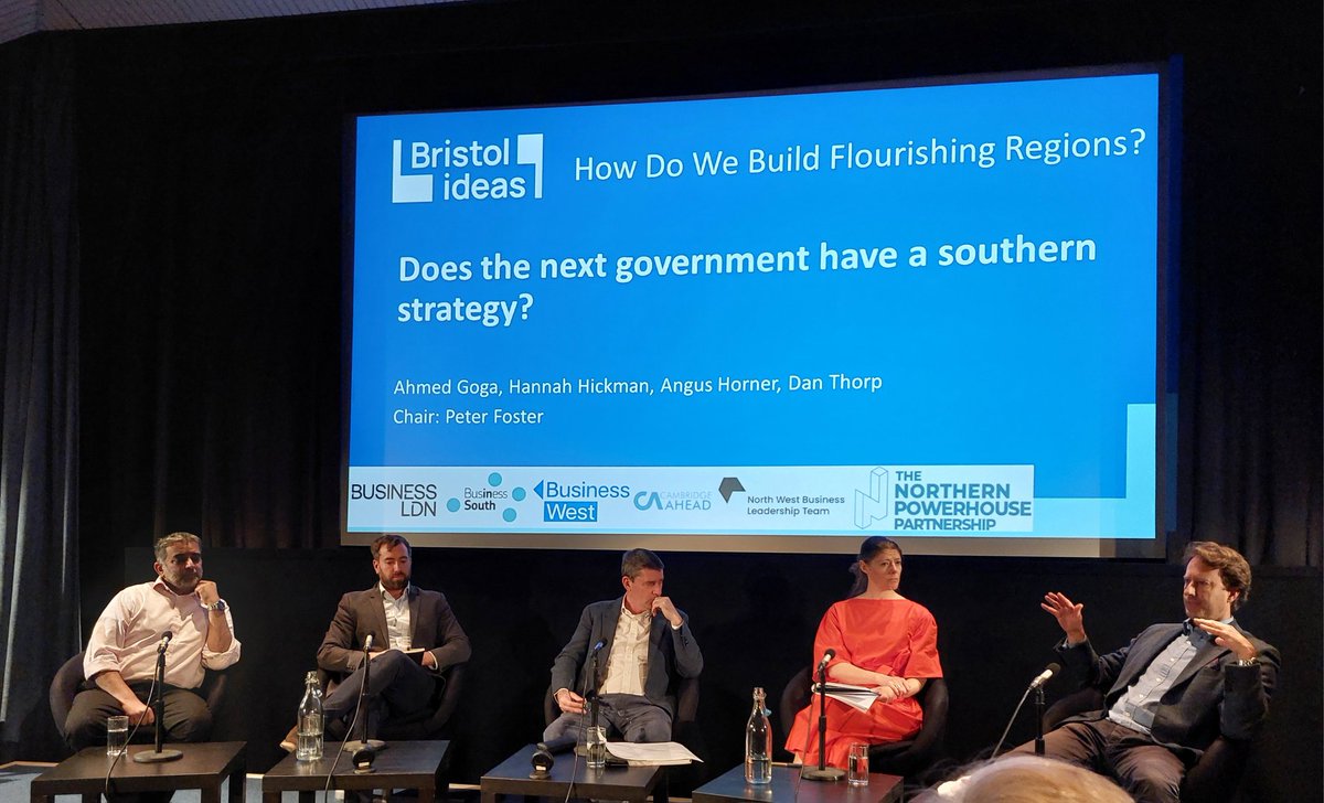 At the #FestivalOfFlourishingRegions we just had our panel discussion on 'does the next government have a Southern Strategy and what does this mean for the #WestOfEngland?' Chaired by @pmdfoster from @FT.