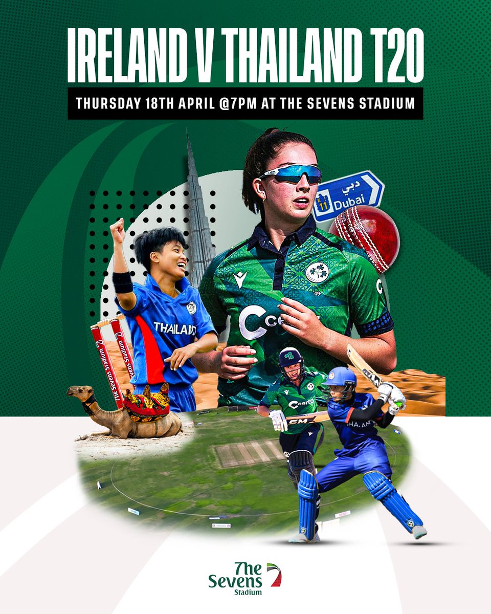 Head over to The Sevens Stadium Ovals tonight Thursday 18th April, for some international cricket action with Ireland V Thailand T20 match 🏏 ⏰ 7pm 📍The Sevens Stadium #thesevensstadium #cricket