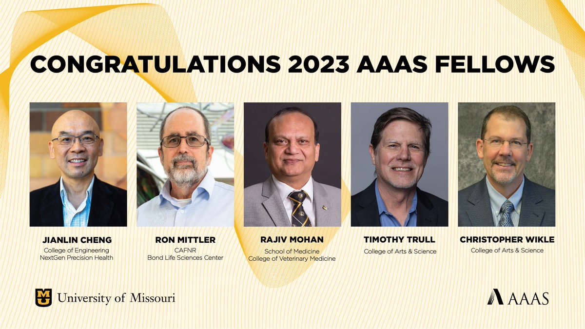 Today, the @aaas recognized five #Mizzou professors for their distinguished efforts in advancing various fields of science. Learn more about this year’s #Mizzou AAAS Fellows, honored for their efforts in 2023 ➡️ brnw.ch/21wIWAI