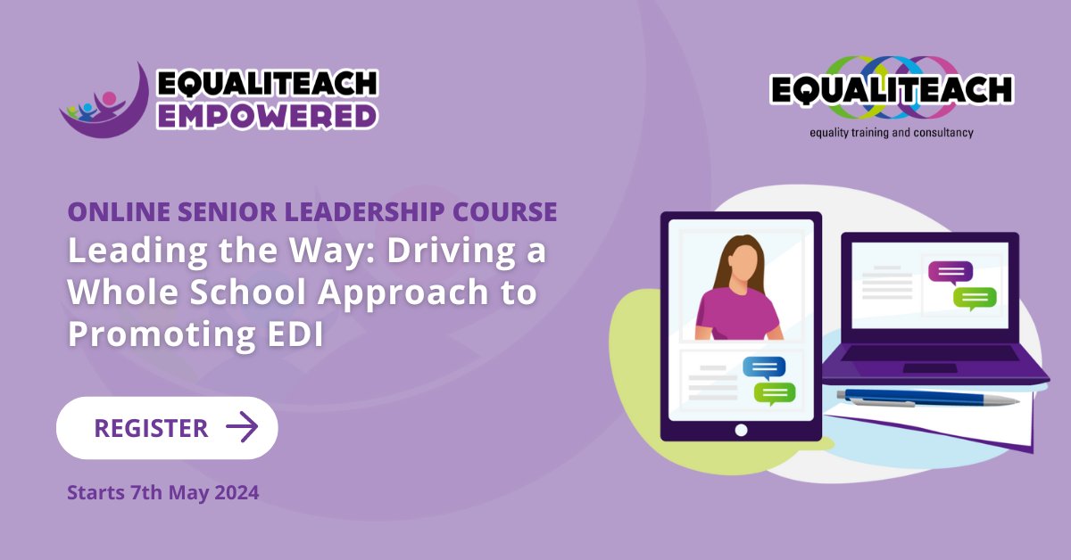 Meet your EDI goals and elevate your inclusive leadership skills with our online four-part course for senior leaders. First session starts 7th May 2024. Enrol: ow.ly/xGeX50RasWh #Leadership #InclusiveEducation #Education #TrainingAndDevelopment