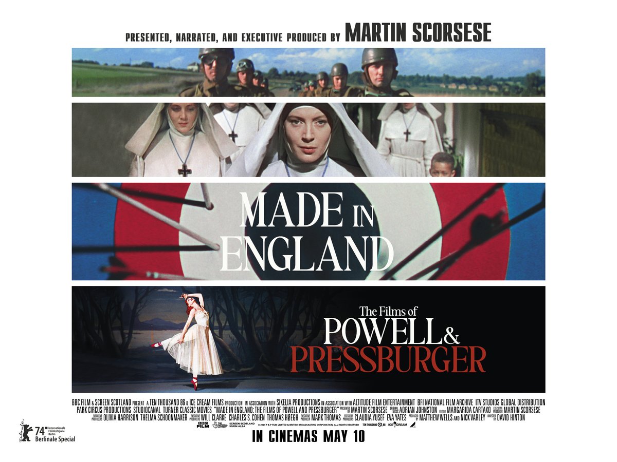 'A valentine to British cinema's great dreamers' - @Variety Proud to share the poster for MADE IN ENGLAND: THE FILMS OF POWELL AND PRESSBURGER. Presented, narrated, and executive produced by Martin Scorsese. 📽️ In Cinemas May 10