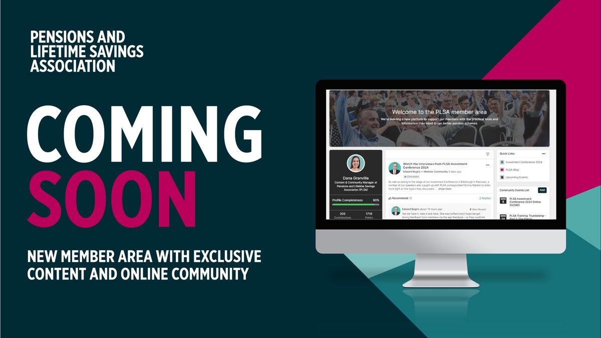 The new PLSA member area and online community will be going live soon. This will be the home for new and popular content exclusive to PLSA members. Read this blog by our Head of Membership, James Walsh, to learn more. ow.ly/Ku9s50Rj2gc #PLSA #pensions #PLSAMemberArea