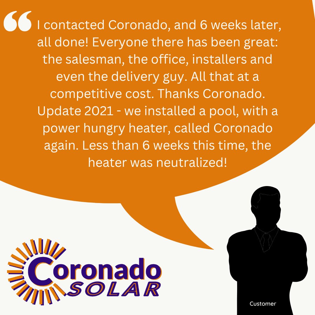 CoronadoSolar2's tweet image. When you're ready to go solar, trust us. We'll take good care of you. #solarpanelsforsale #400wsolarpanel #solarpanelinstaller #Florida #centralflorida #5starreview #bestsolarcompaniesinflorida #bestsolarcompanynearme