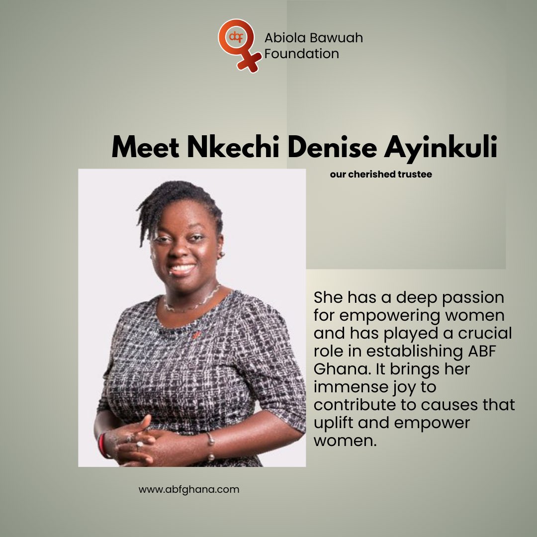 abfghana's tweet photo. Meet our cherished trustee, Nkechi Denise Ayinkuli: a beacon of empowerment and compassion. Her dedication to uplifting others, especially women, shines through her inspiring journey with us. 🌟 

#Empowerment #Compassion #charity #charityghana #nonprofit #fundraising #donate https://t.co/QwP7eFOLmY