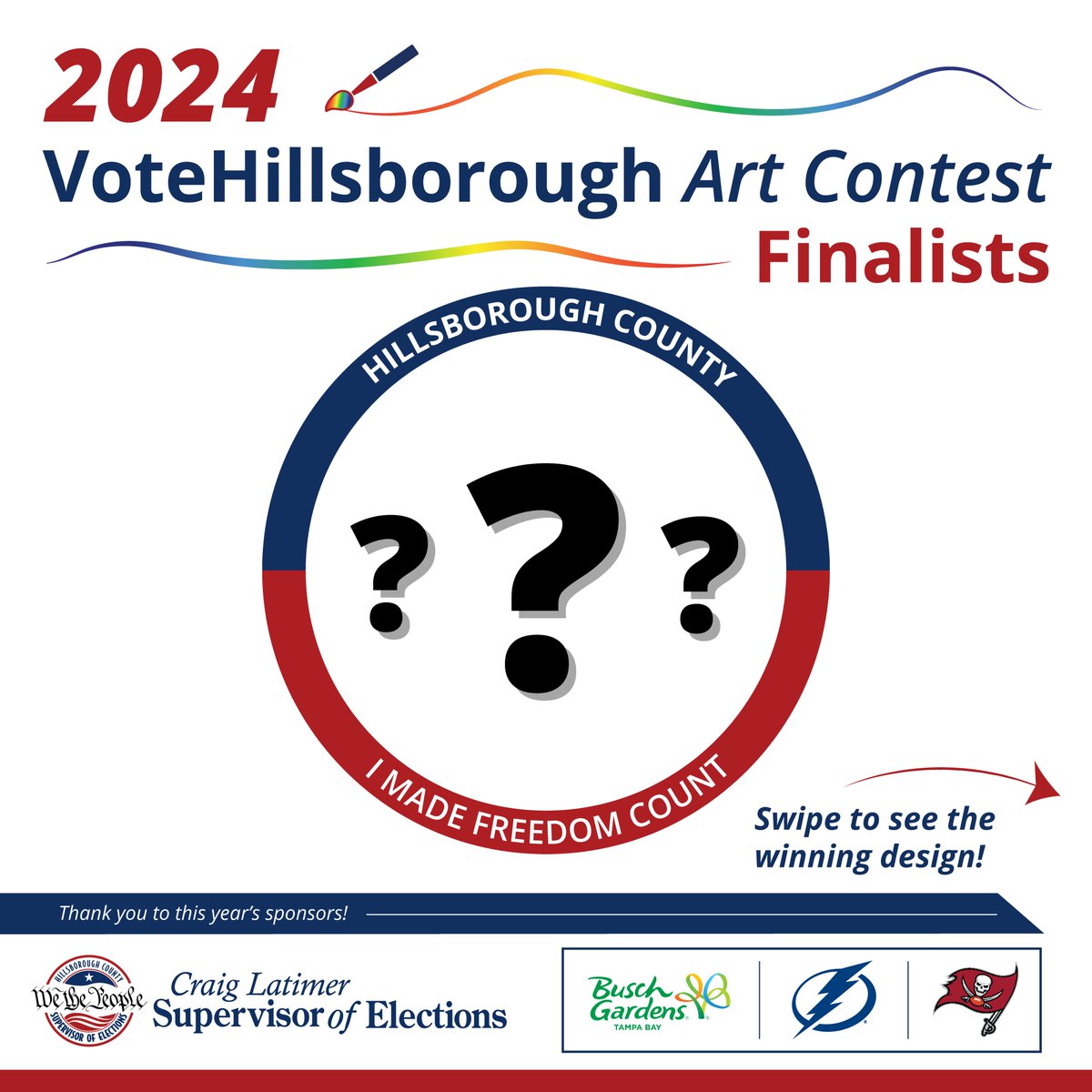 HillsboroughSOE's tweet photo. It's finally time to show off the hard work of some seriously talented students! Check out the designs of our three high school finalists โ including our new 'I Voted' sticker by Aurora Gomez Garcia! #VoteHillsborough #IVotedSticker #2024Elections https://t.co/ygIxRFXG12