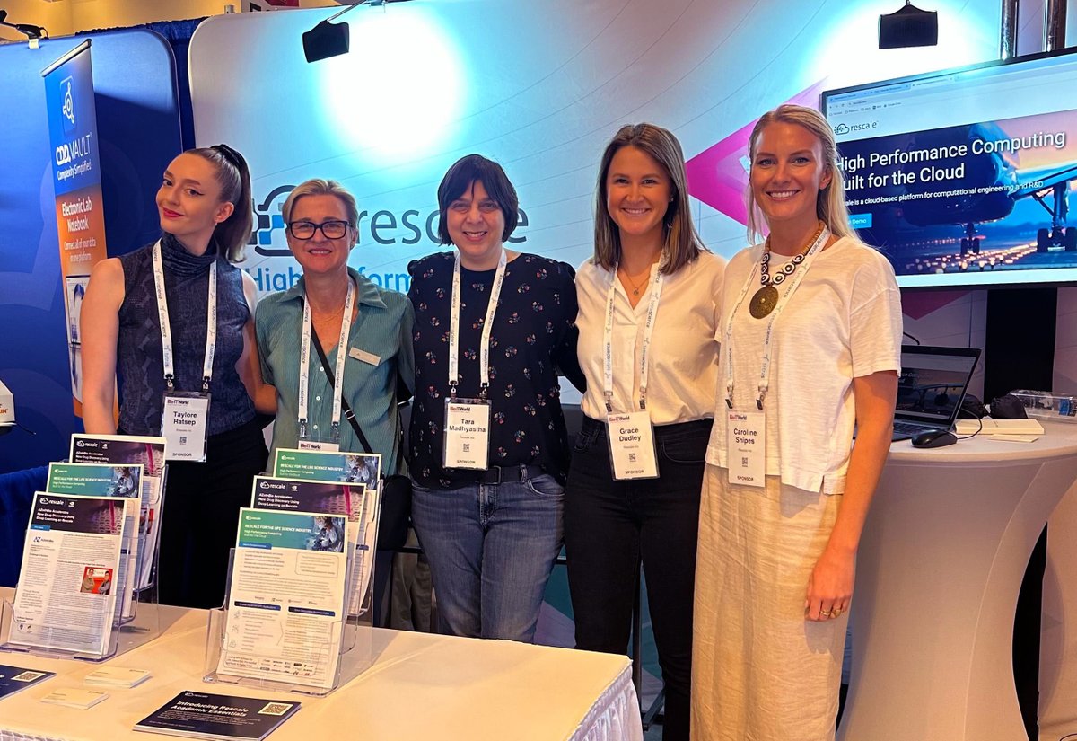Rescale “Shescalers” wrapping up this year’s #BIOIT24 conference! ☁️ Thank you to everyone who stopped by our booth to learn more about the power of #datamangement, #AI, and #scientificcomputing in the #cloud!