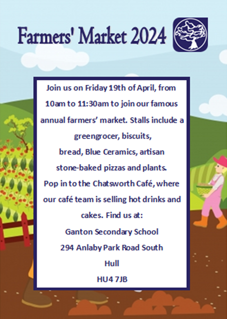 We look forward to seeing you at our Farmers Market tomorrow from 10-11.30am at Ganton upper school site @HumberEdTrust #buildresiliencenotreliance