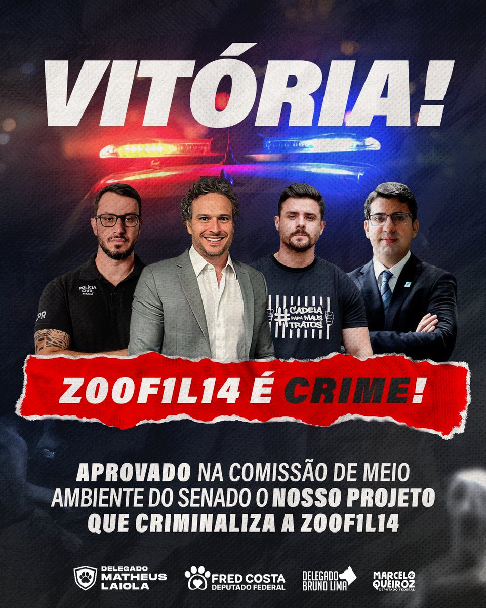 DEMOS MAIS UM PASSO CONTRA A Z0*F1LIA 👊🏻💪🏻 🚨Em meio a tantos absurdos praticados contra os animais, nosso Projeto de Lei que torna mais rígida a pena contra quem pratica ab*so s3xual contra animais ACABA DE SER APROVADO na Comissão do Meio Ambiente do Senado! ✅ O Projeto de