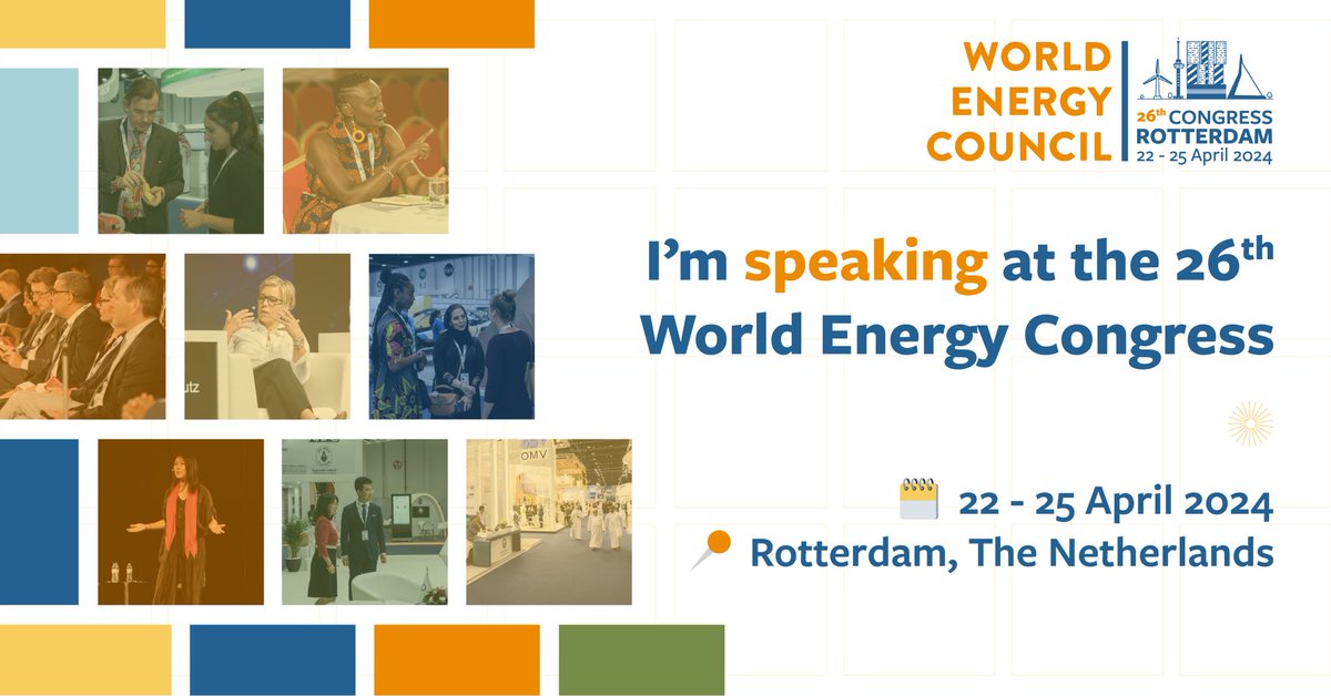 Melina_MLM's tweet photo. I'm speaking at the 26th World Energy Congress. With over 7000 energy experts &amp; 70 Ministers from 150 countries, I look forward to being a part of the global energy conversation in Rotterdam 🌍⚡ https://t.co/9tBZFzlk4z
 #WEC2024 #RedesigningEnergy https://t.co/jKGCzaMyjU