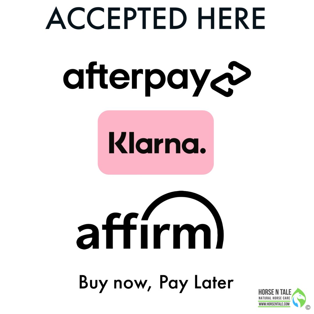 Did you know Horse N Tale have have buy now pay later with #Affirm #Afterpay & #Klarna on all your product purchases. 

We've made it easier for you to get what you want. When you want it. Order today!!!

#horsentale #topicalequineproducts #naturalhorsecare 
#equine #horse